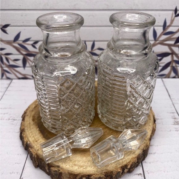 VINTAGE Cut Glass Bottles w/ Plastic Stoppers - Picture 4 of 9